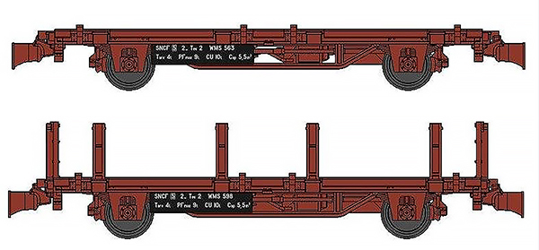 REE Modeles WB-488 - 2pc Little Wagon Set (2 Flat wagon) 